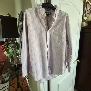 Lands' End Men's Pink Striped Casual Shirt